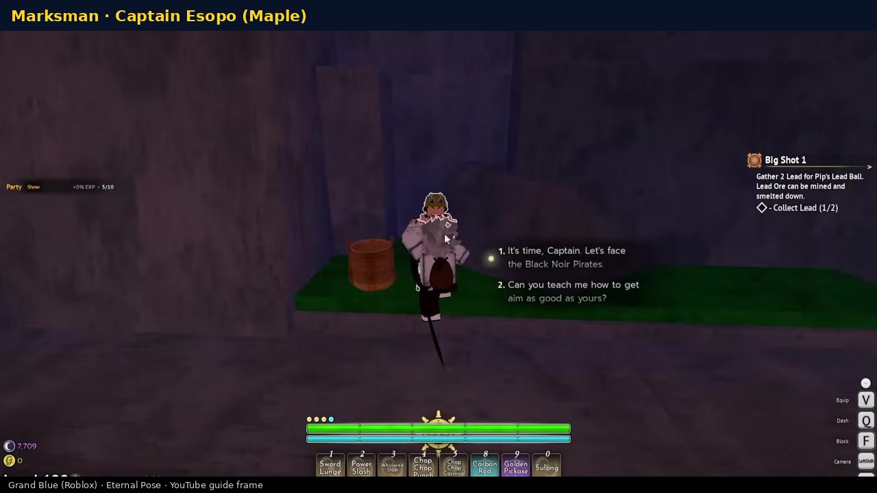 Marksman trainer dialogue with Captain Esopo