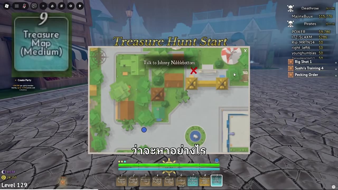 Treasure Hunt Start Medium map — Talk to Johnny Nibblebottom clue
