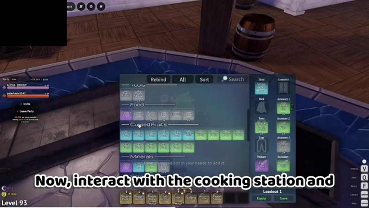 Ingredient inventory while cooking in Grand Blue